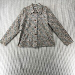 Vintage Rebecca Malone Petite Jacket Paisley Print Button Front Career PL‎